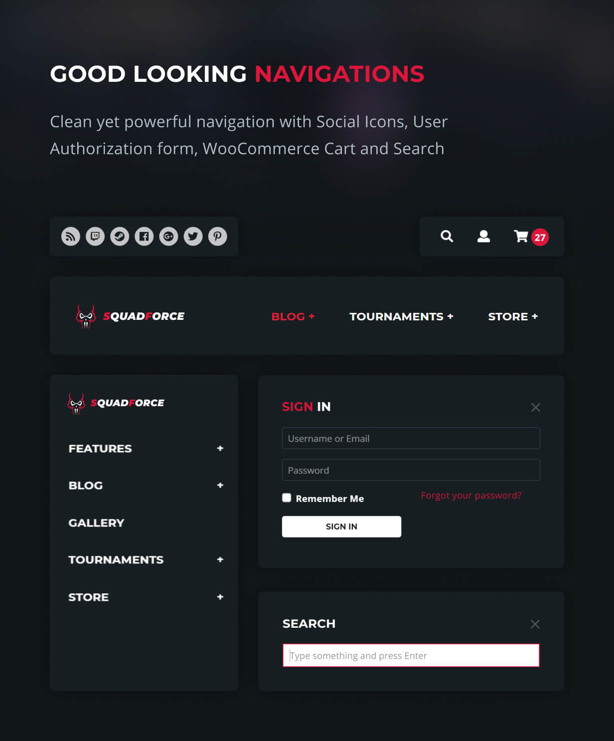 SquadForce WordPress website template by nK - killerskins.com