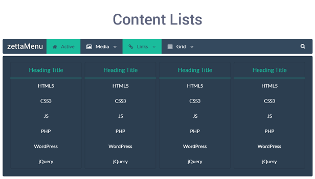 Zetta Menu - jQuery Mega Menu - 6